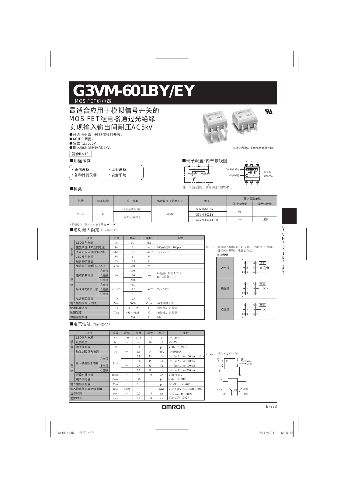 OMRON G3VM-601BY, G3VM-601EY User Manual