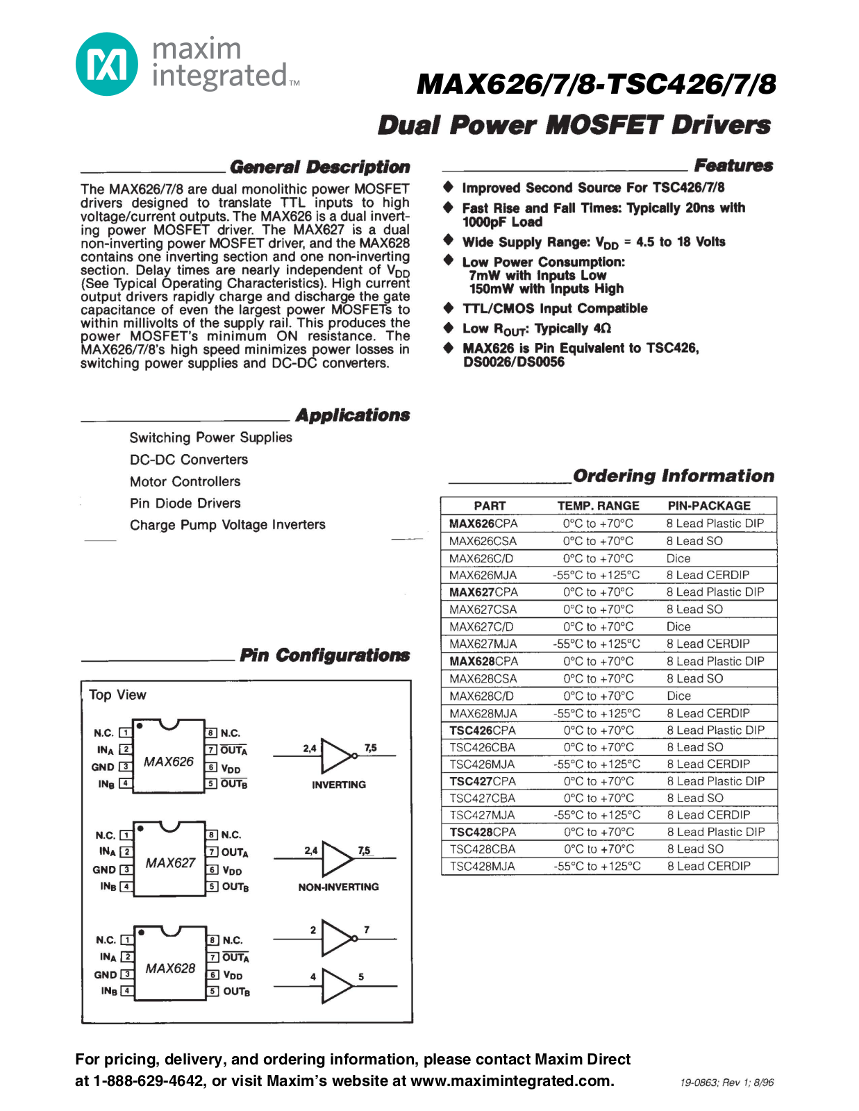 Datasheet MAX 628 CPA Datasheet (FREI) - ManualMachine.com