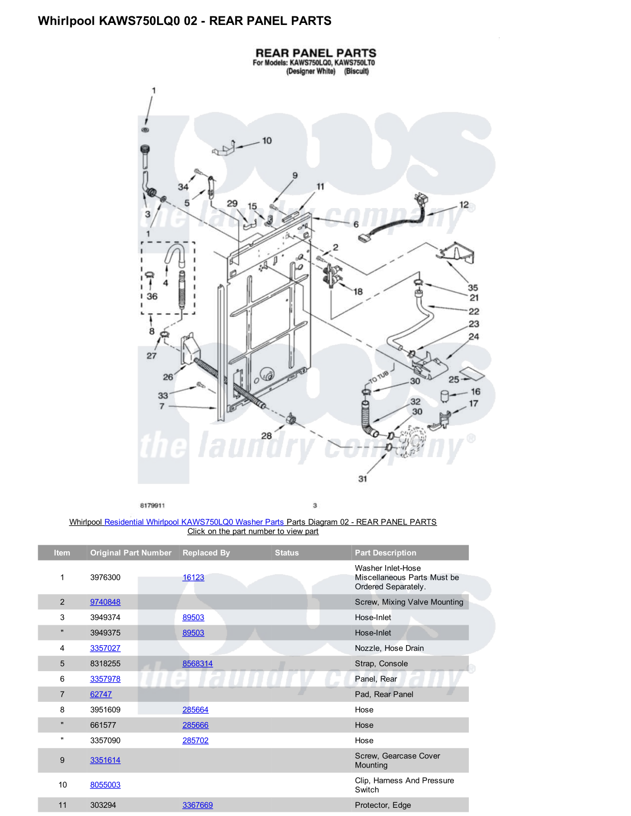 Whirlpool KAWS750LQ0 Parts Diagram