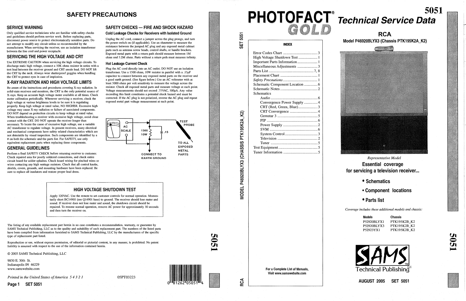 RCA P46920BLYX3 Schematic