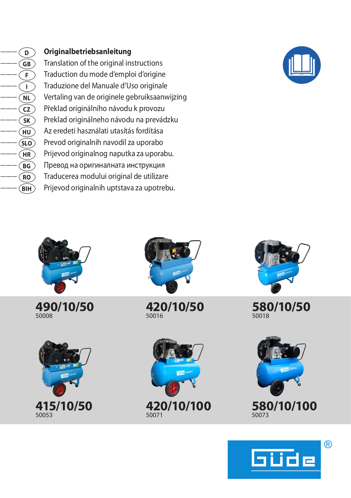 Güde 420-10-100 EU 230 V, 580-10-50 EU 400 V User Manual