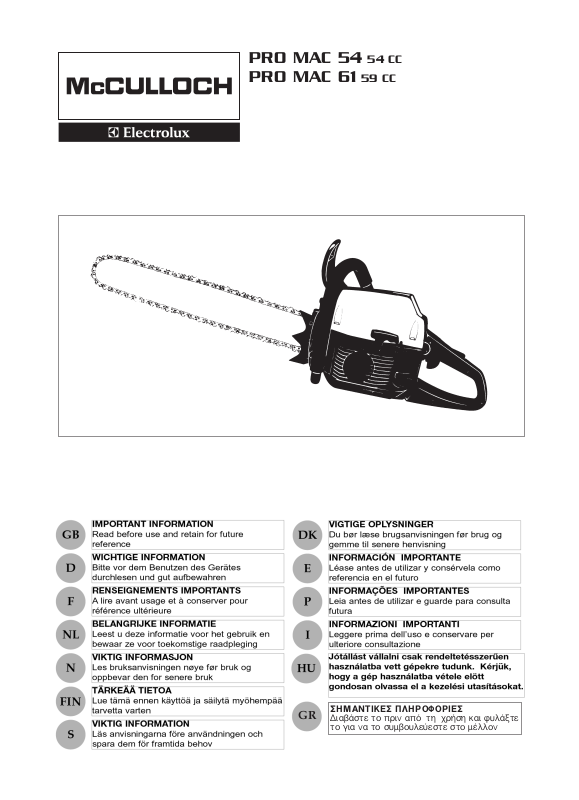 Mcculloch PRO MAC 54 CC User Manual