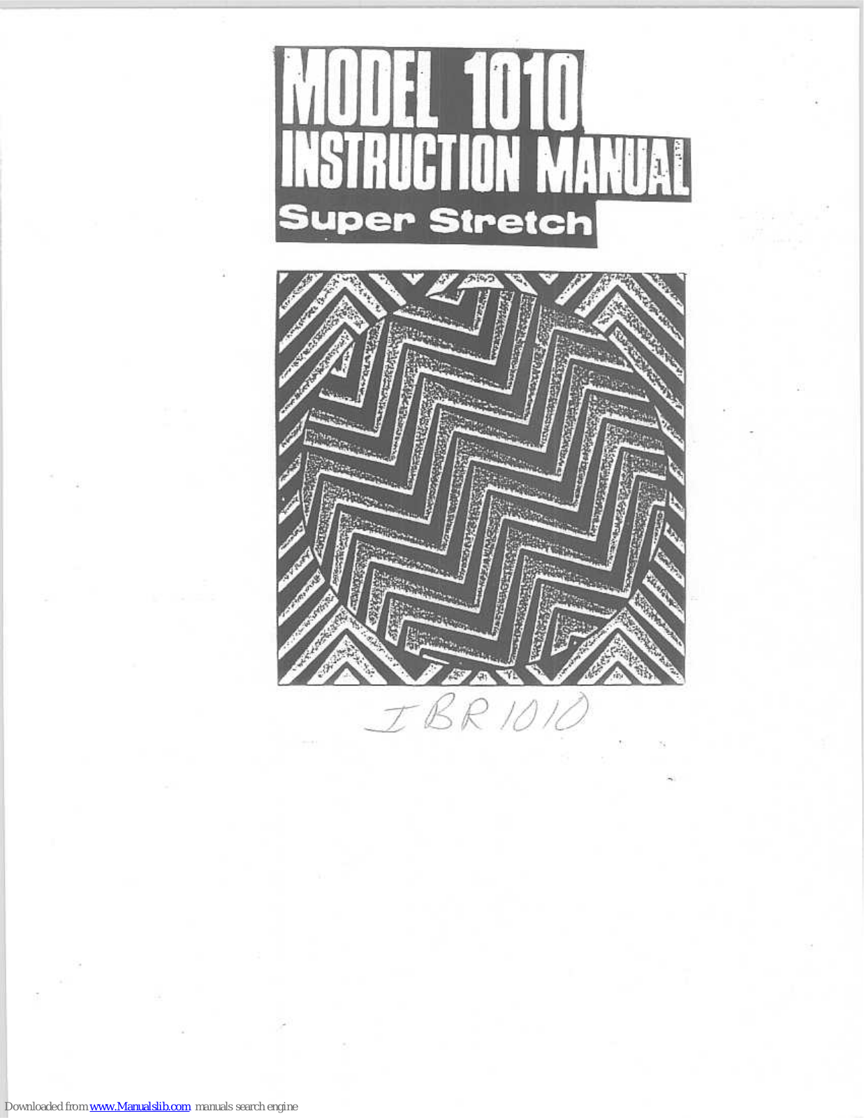 Riccar 1010 Super Stretch Instruction Manual