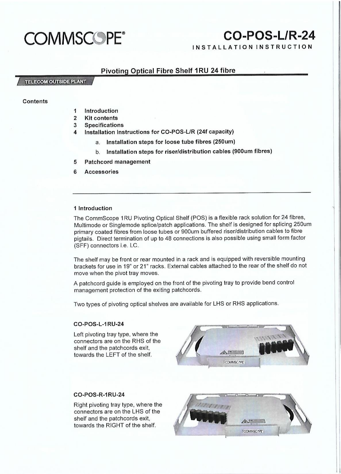 Commscope Co-Pos-L-R-24 Installation Guide