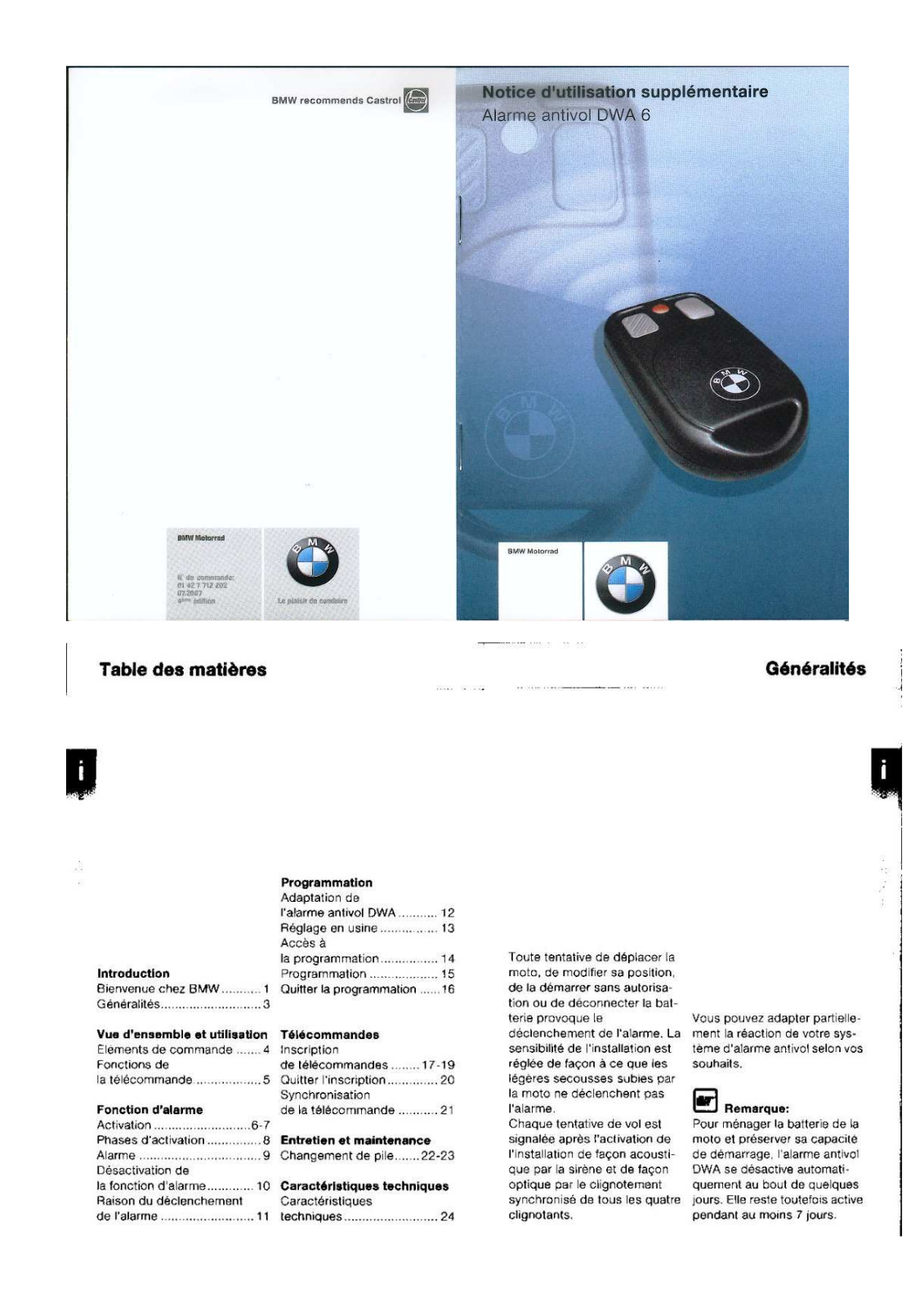 BMW DWA 6 User Manual