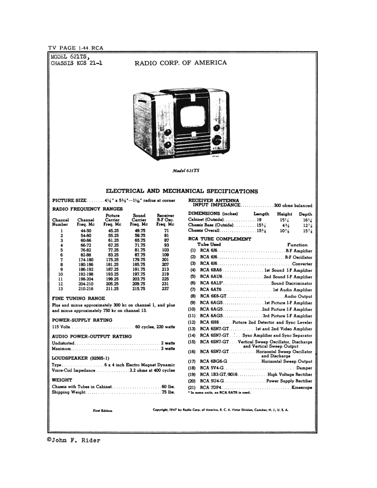 RCA 621ts schematic