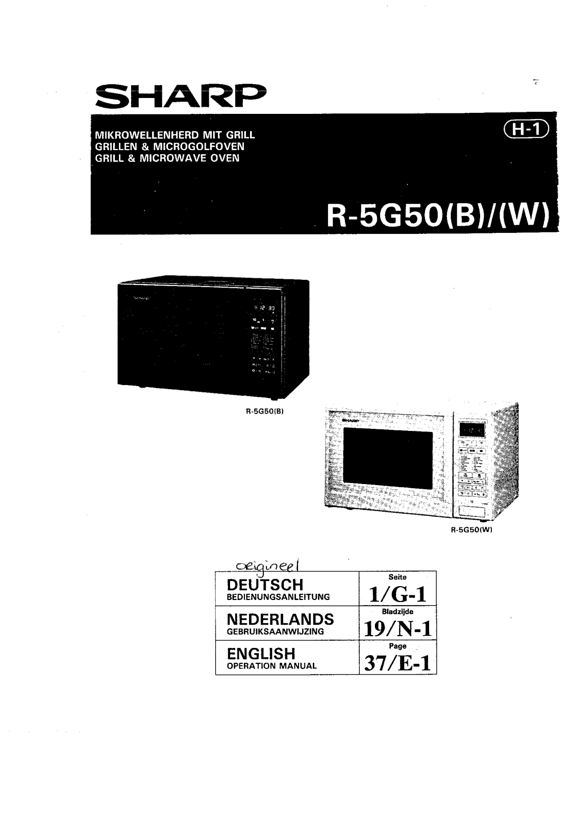 Sharp R-5G50 User Manual