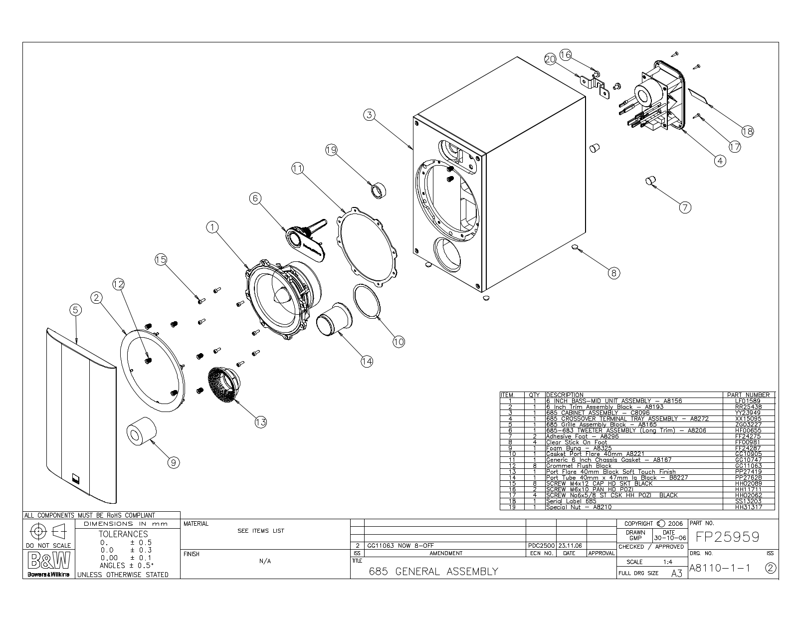 Bowers and Wilkins 685 Service manual