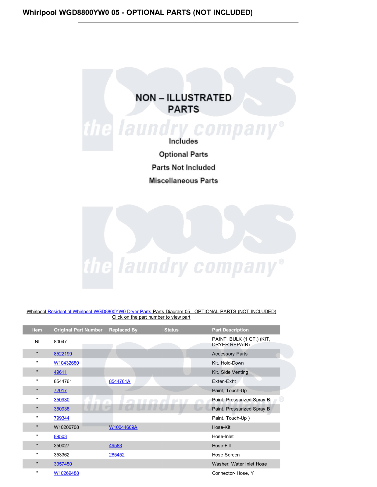 Whirlpool WGD8800YW0 Parts Diagram