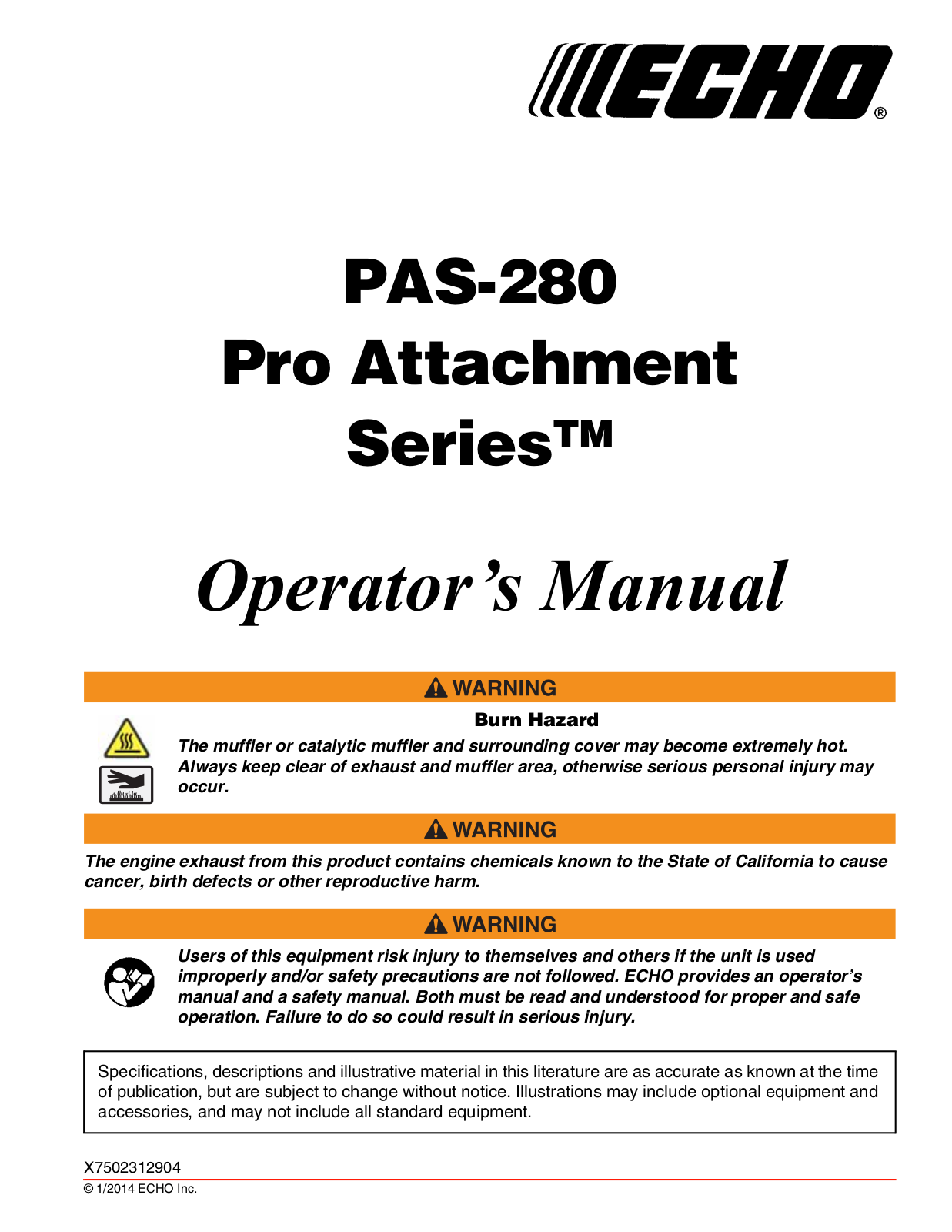 Echo PAS-280 User Manual