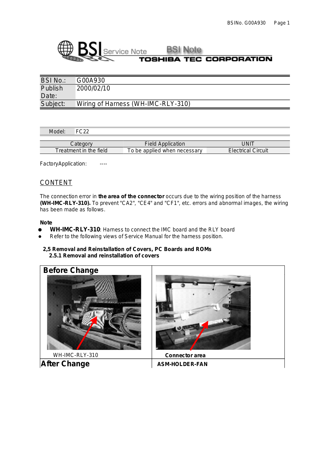 Toshiba g00a930 Service Note - ManualMachine.com