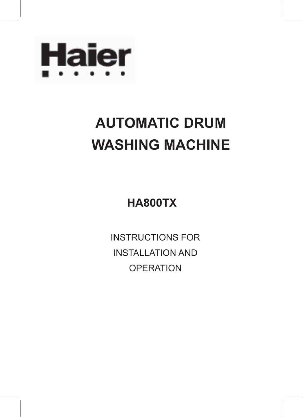 Haier HA800TX User Manual