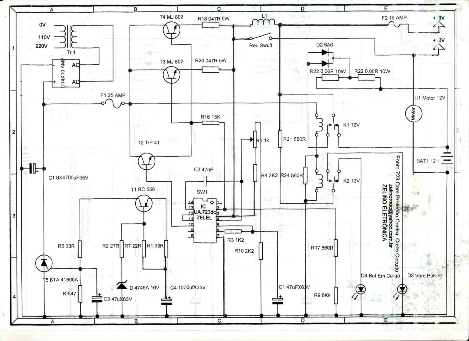 TELEFUNKEN Fonte PY Telextronica 20 AMP Diagram