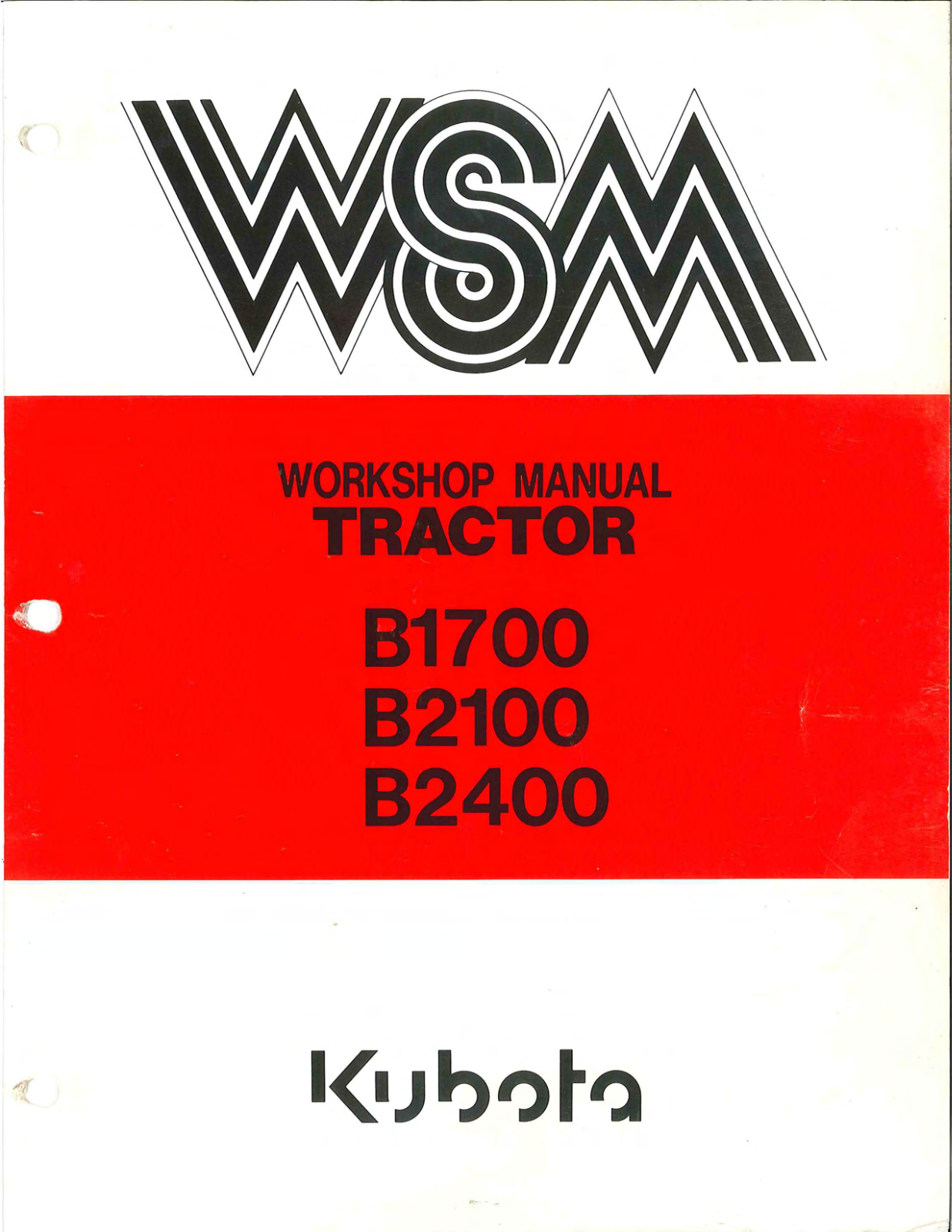 Kubota B1700, B2100, B2400 Service Manual