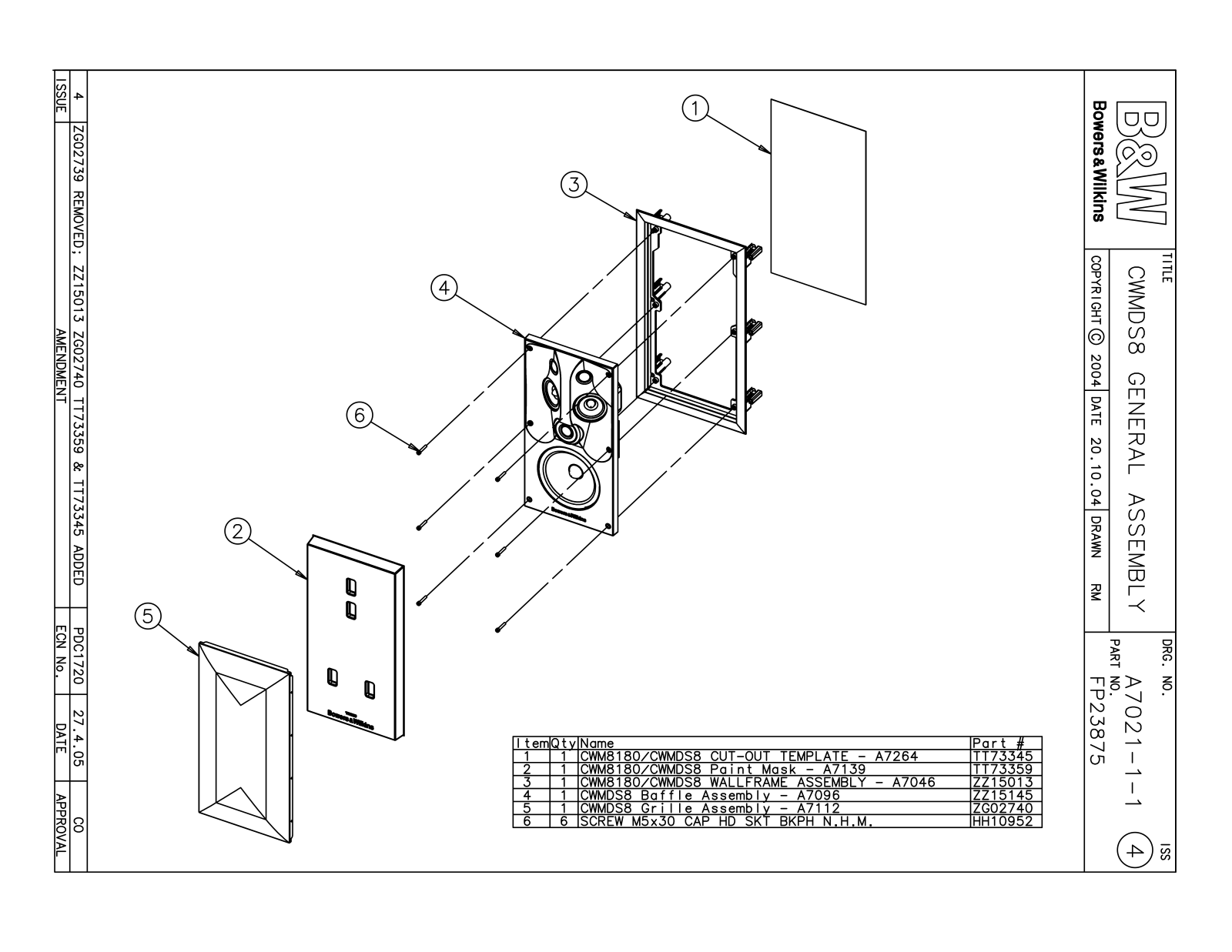 Bowers and Wilkins CWMDS-8 Service manual