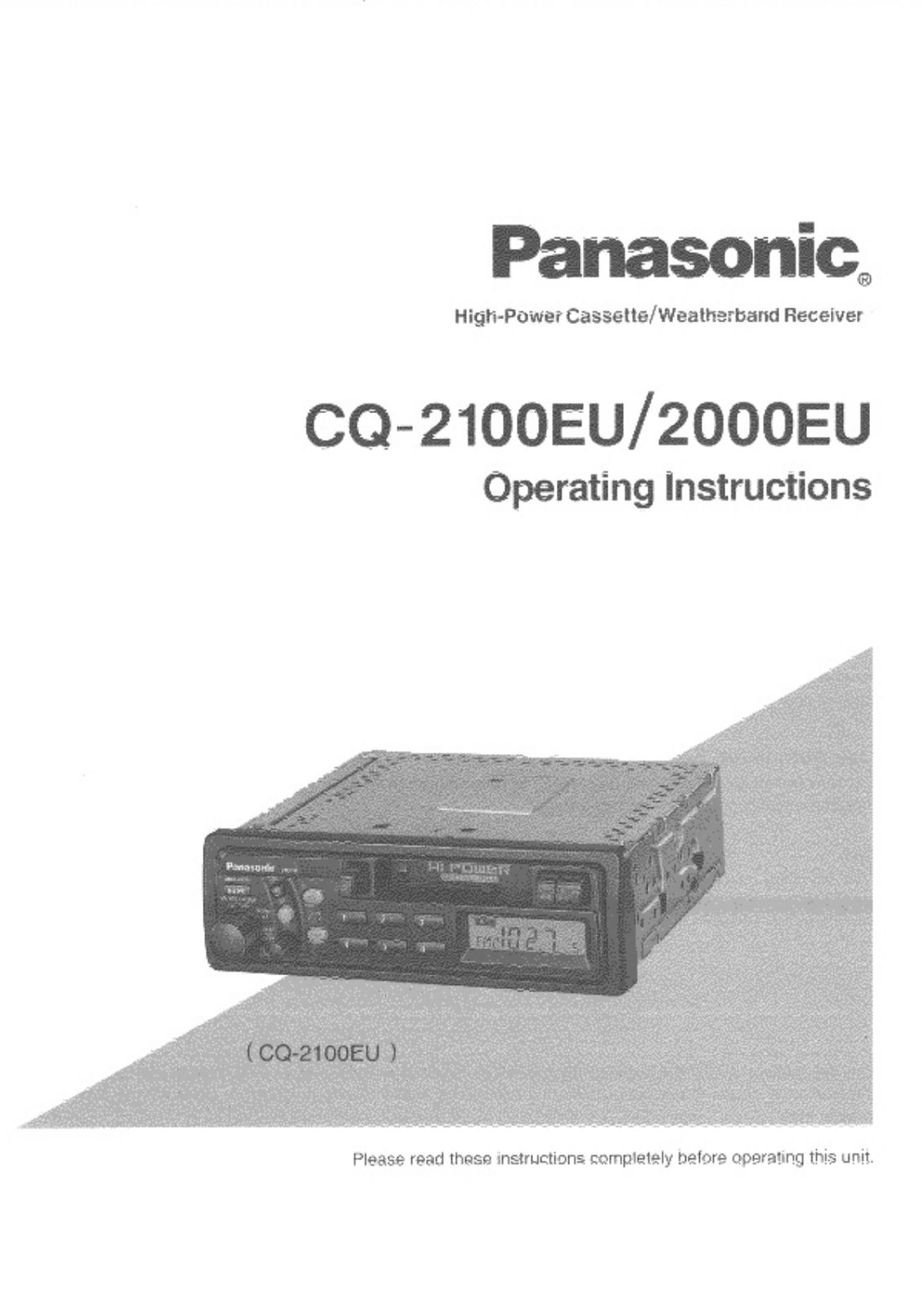 Panasonic CQ-2100EU User Manual