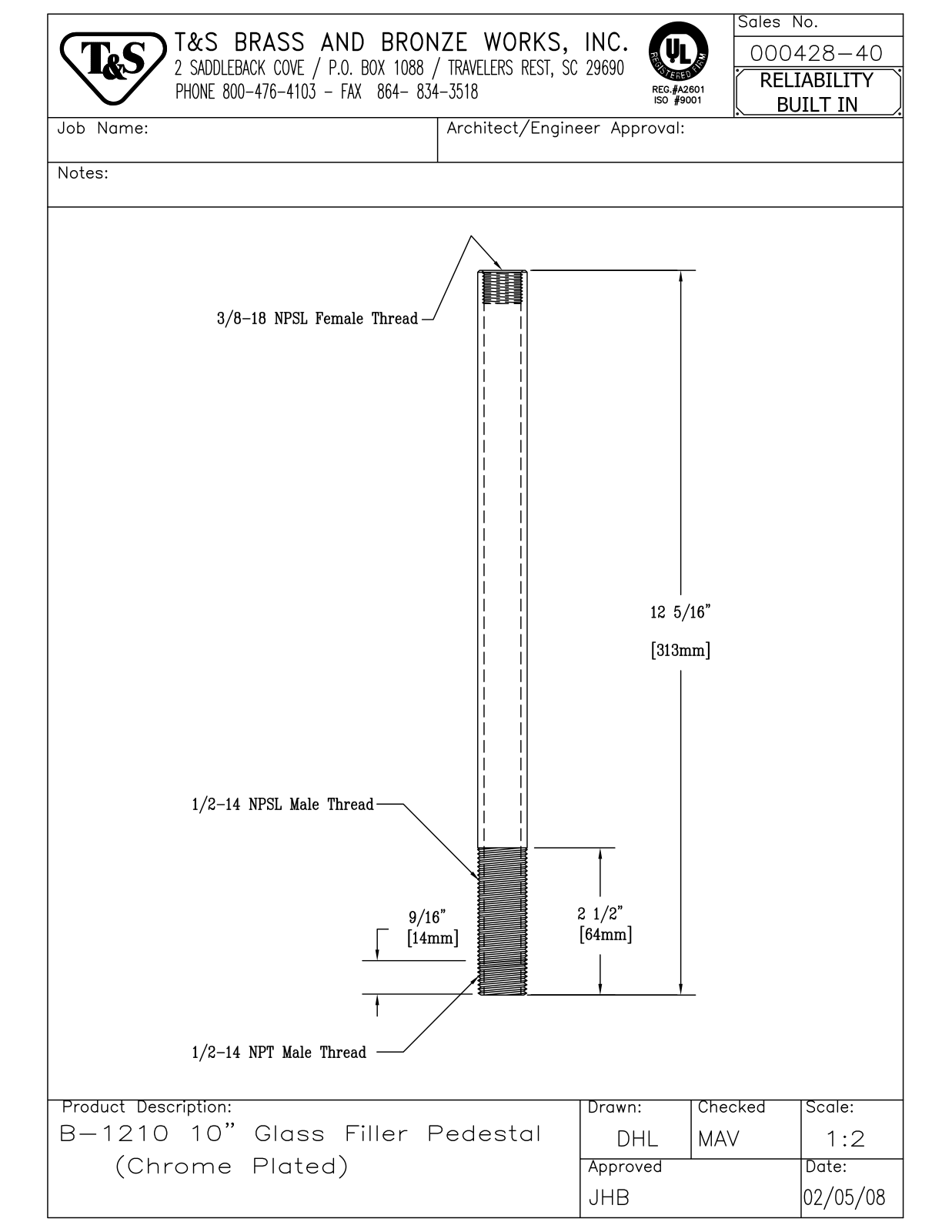 T&S Brass 000428-40 User Manual