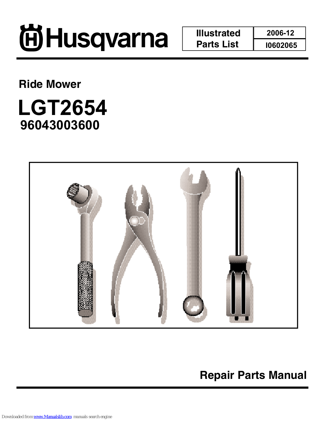 Husqvarna LGT2654,96043003600, LGT2654, 96043003600 Repair Parts Manual - ManualMachine.com