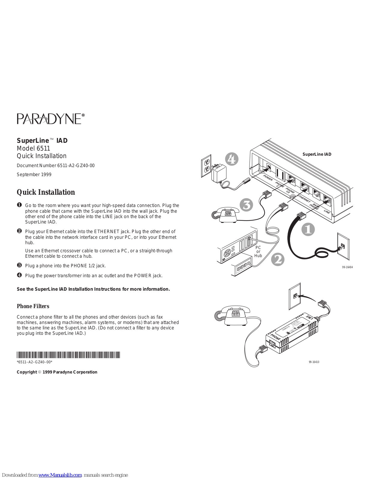 Paradyne SuperLine 6511 Quick Installation - ManualMachine.com