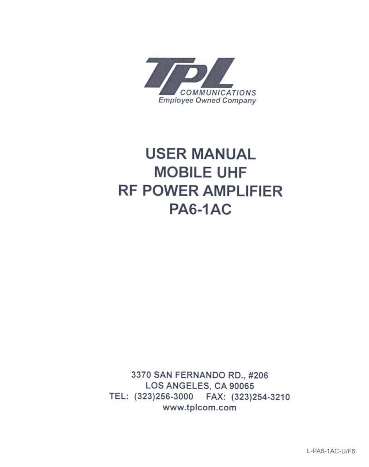 TPL Communications 6 1AC User Manual