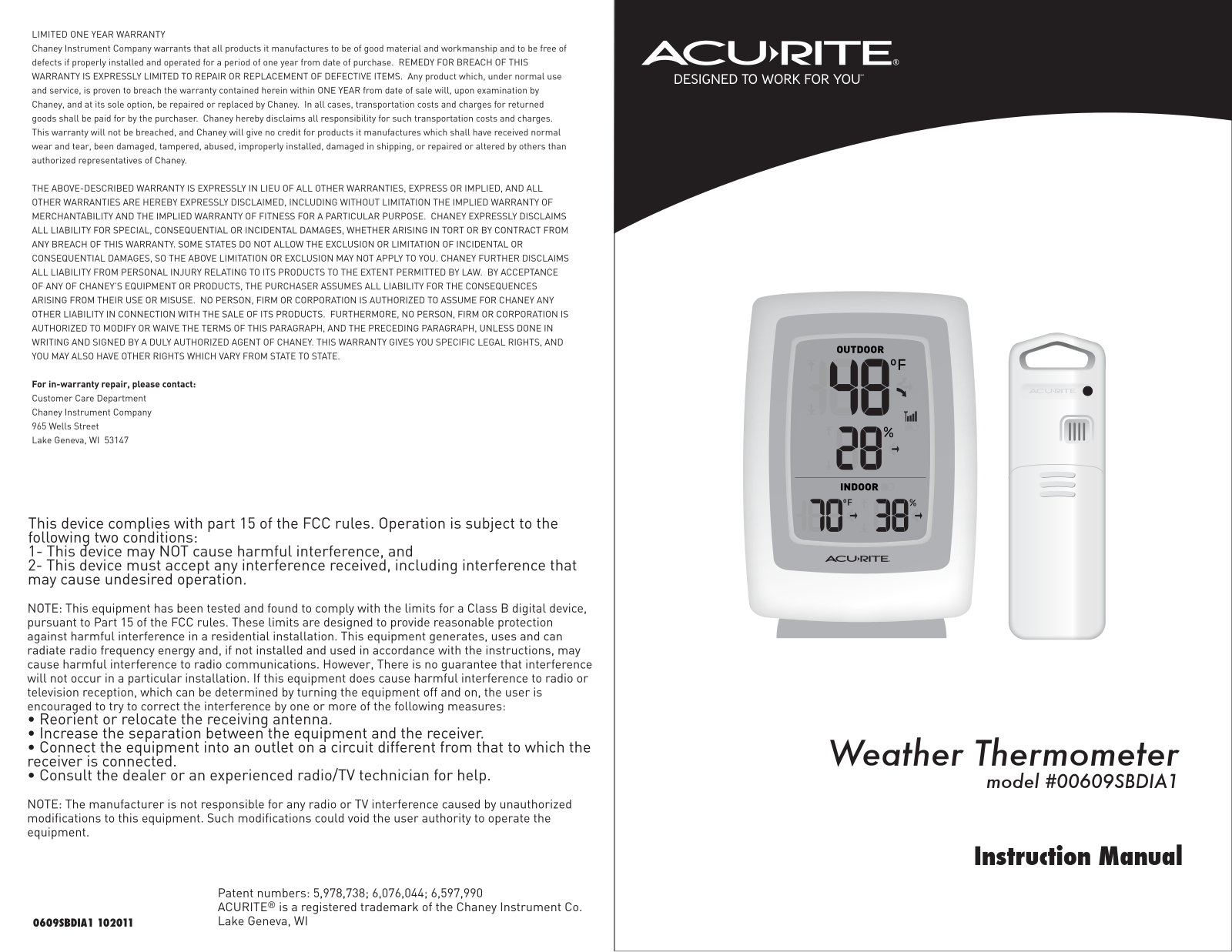 Acu-Rite 00609SBDIA1 User Manual