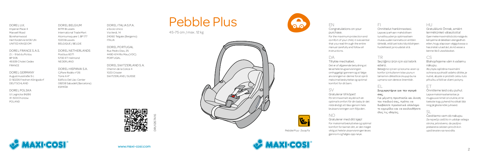 Maxi-Cosi Pebble Plus User Manual