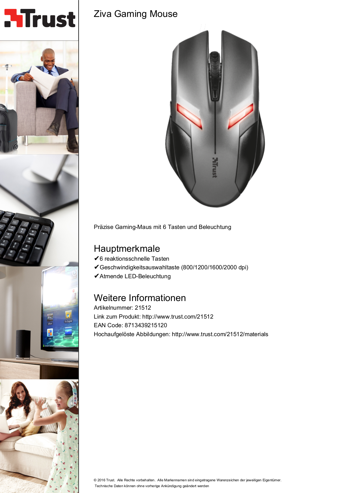 Trust Ziva Gaming Mouse User Manual