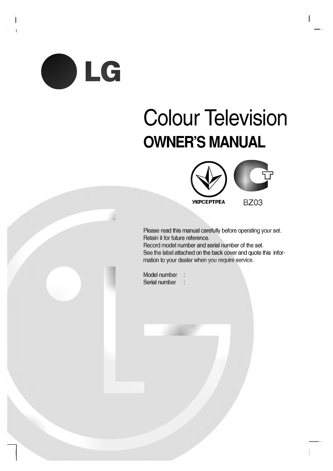 LG CT-29Q91RB User Manual