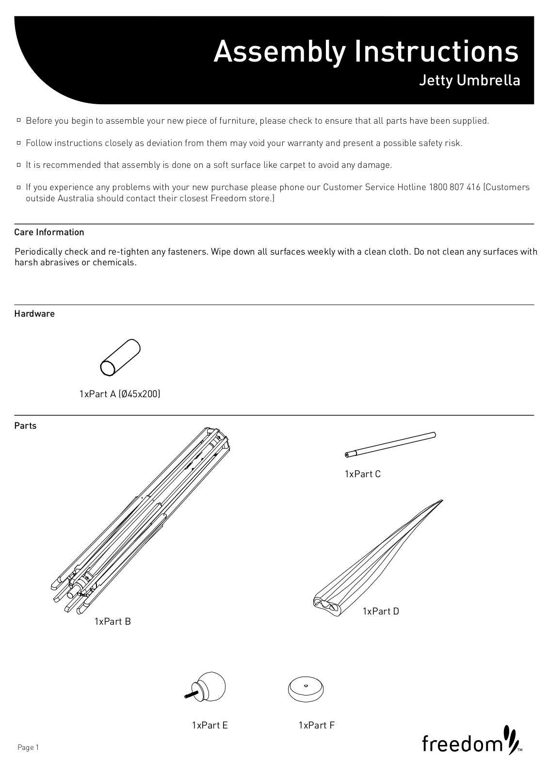 Freedom Jetty Umbrella Assembly Instruction