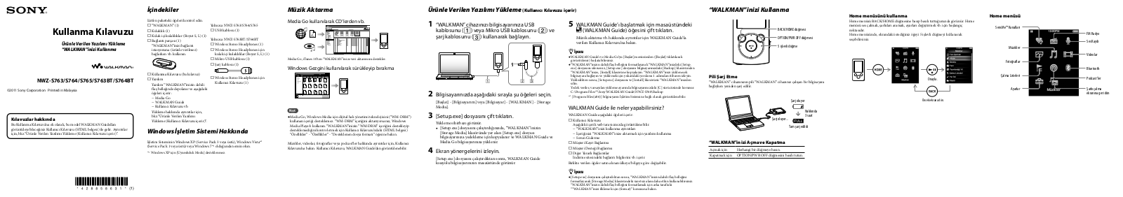 Sony NWZ-S764, NWZ-S763, NWZ-S764BT, NWZ-S763BT, NWZ-S765 User Manual