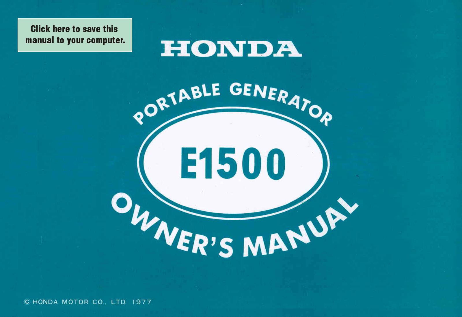 Honda Power Equipment E1500 User Manual