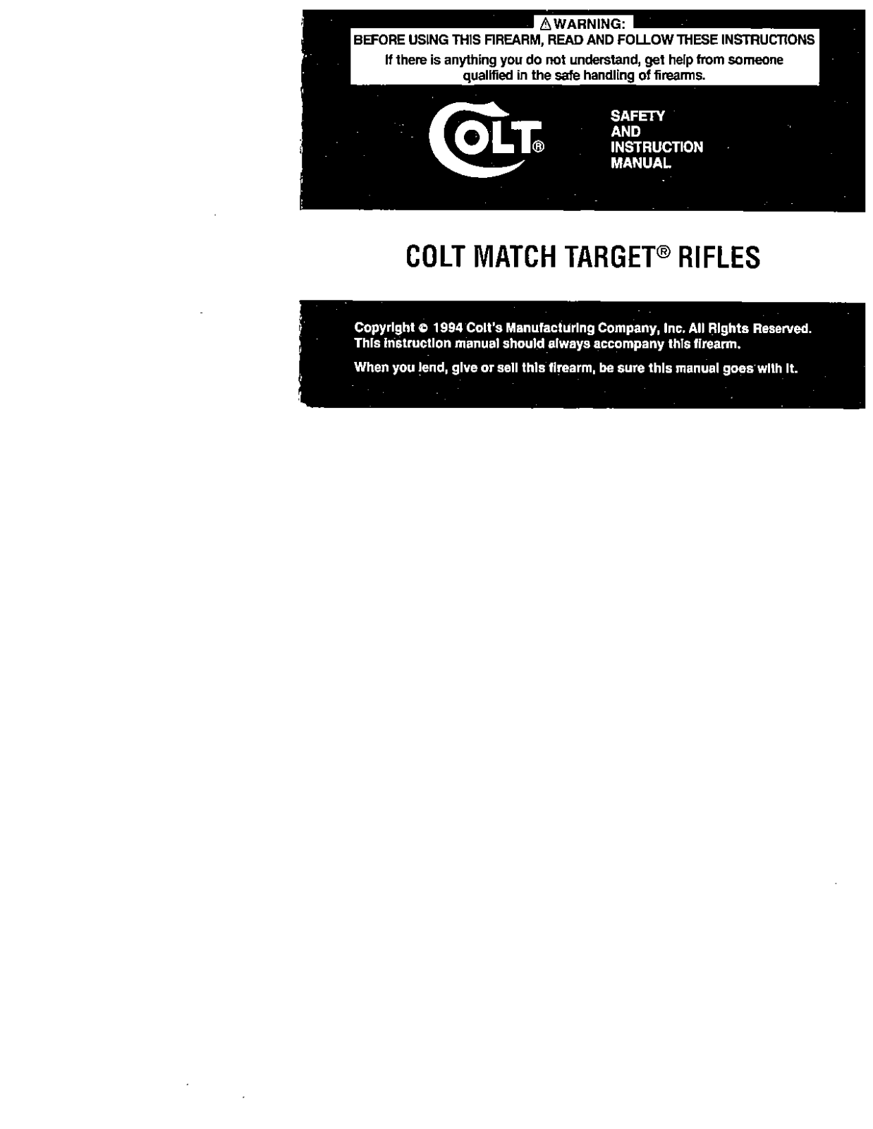 colt ar15 match target rifle User Guide