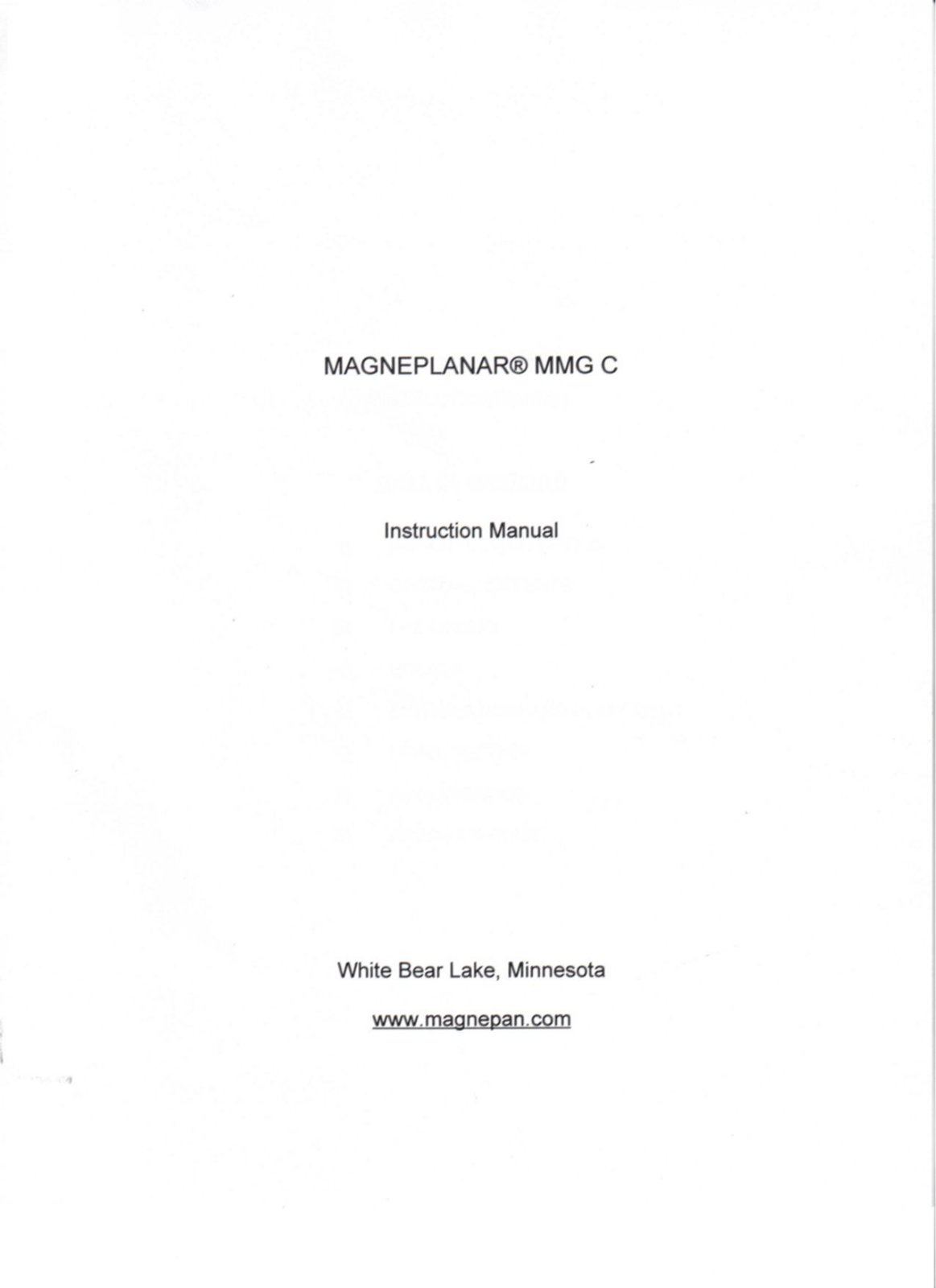 Magnepan MMGC Owners manual