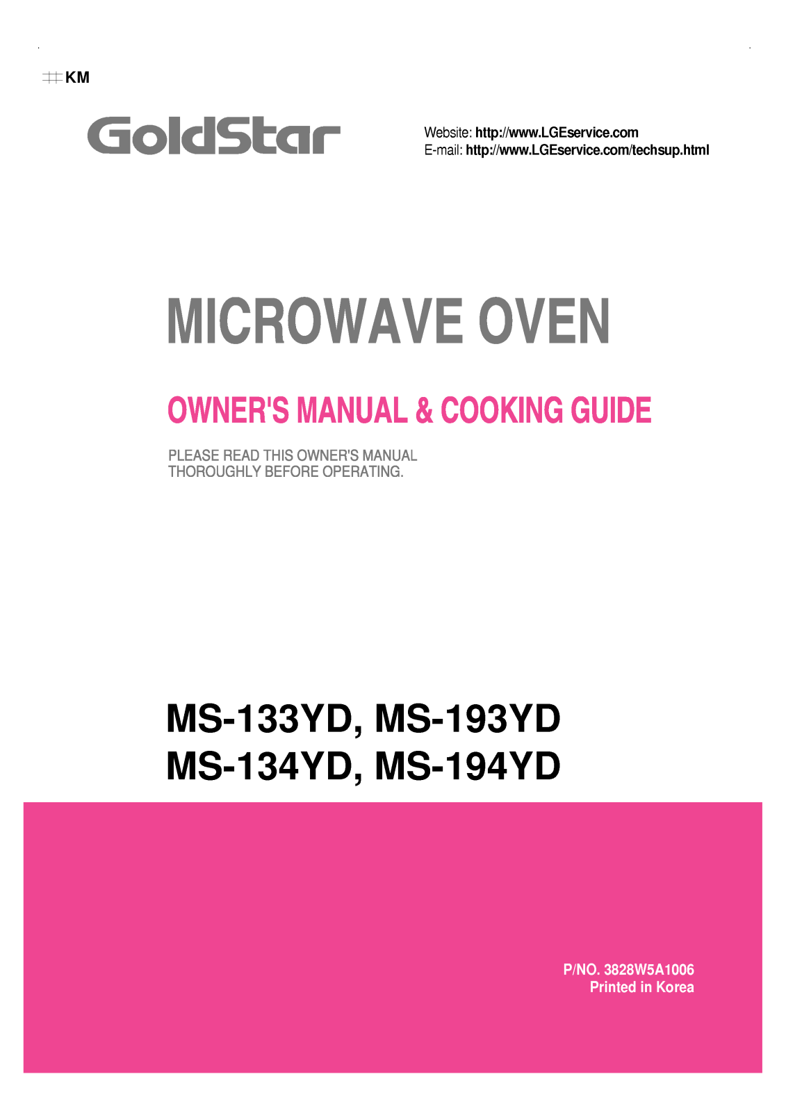 LG MS-193YD, MS-134YD, MS-133YD User Manual