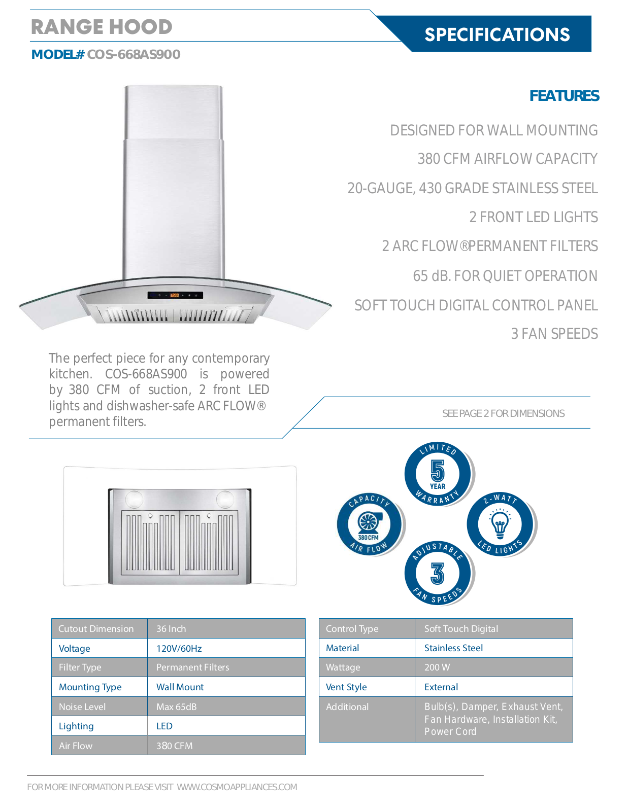 Cosmo COS668AS900 Specifications - ManualMachine.com
