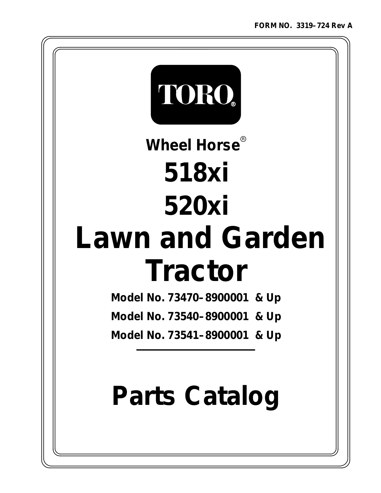 Toro 73470, 73540, 73541 Parts Catalogue