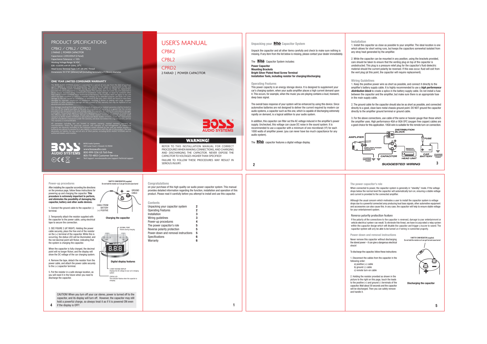 Boss CPBL2, CPRD2, CPBK2 User Manual