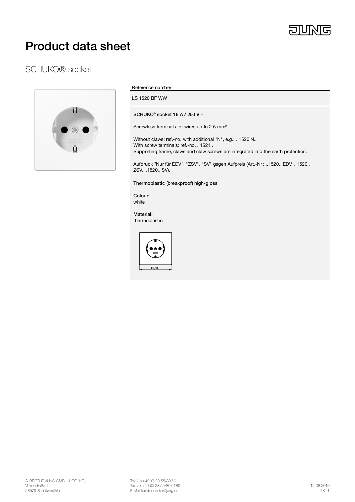 Jung LS 1520 BF WW User Manual