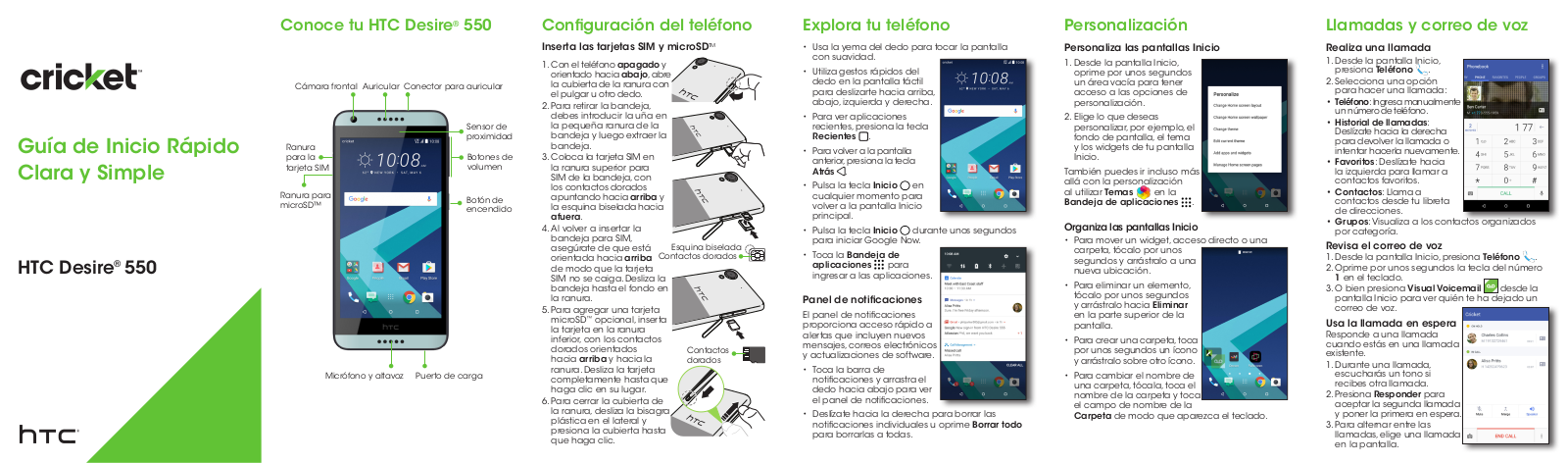 HTC Desire 550 Guía de Primeros Pasos