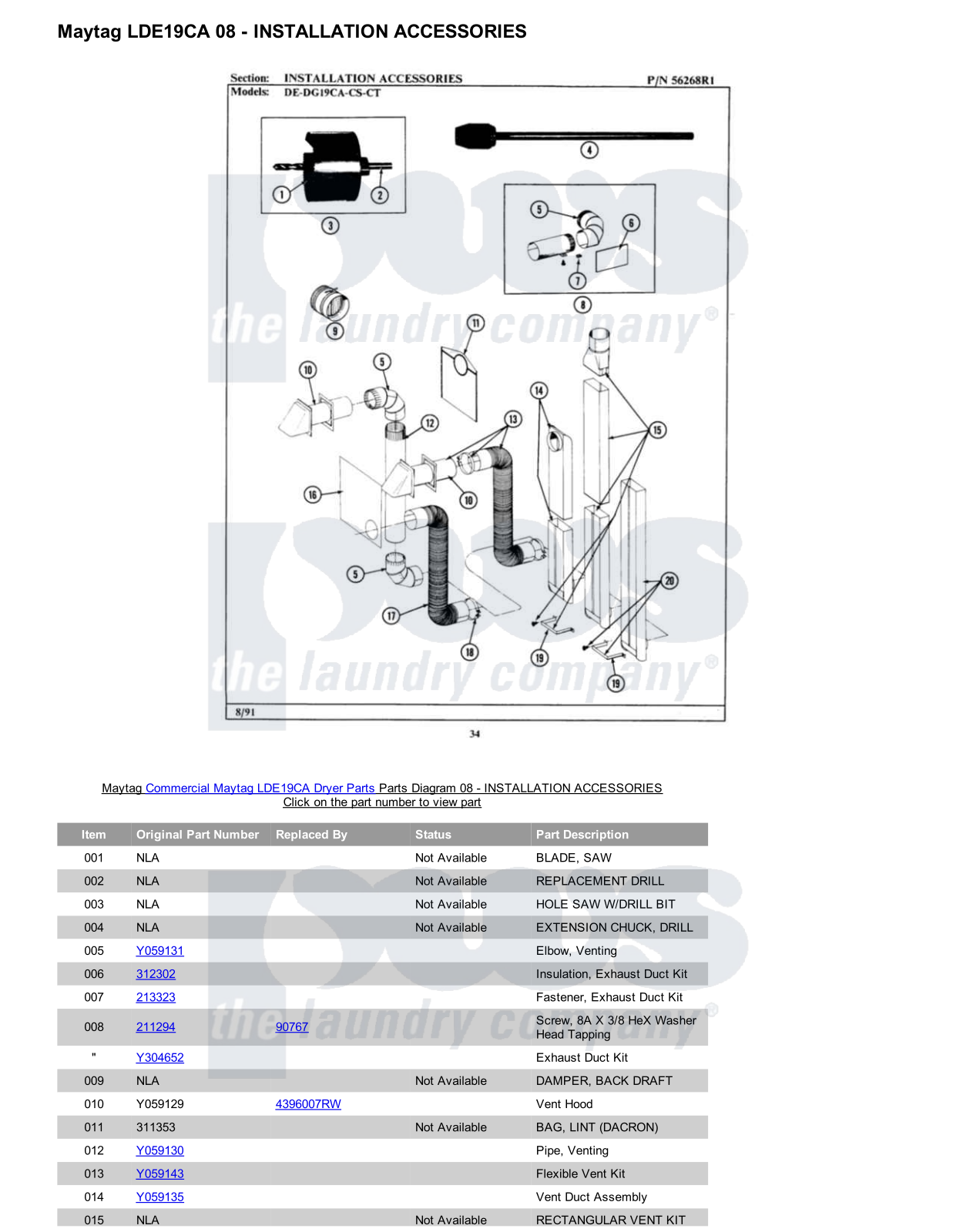 Maytag LDE19CA Parts Diagram