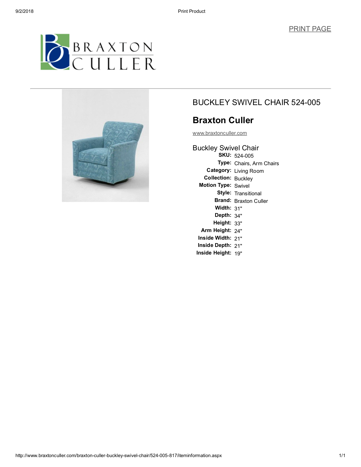 Braxton Culler BXCL1521 Specifications - ManualMachine.com