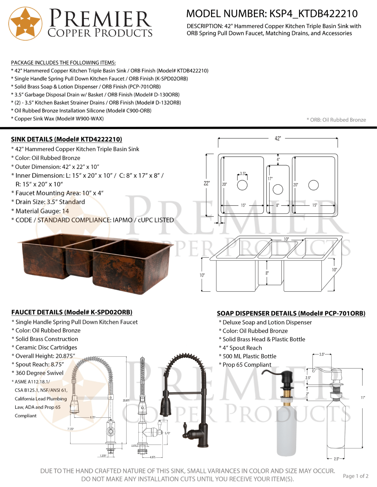 Premier Copper Products IER1680 Specifications - ManualMachine.com