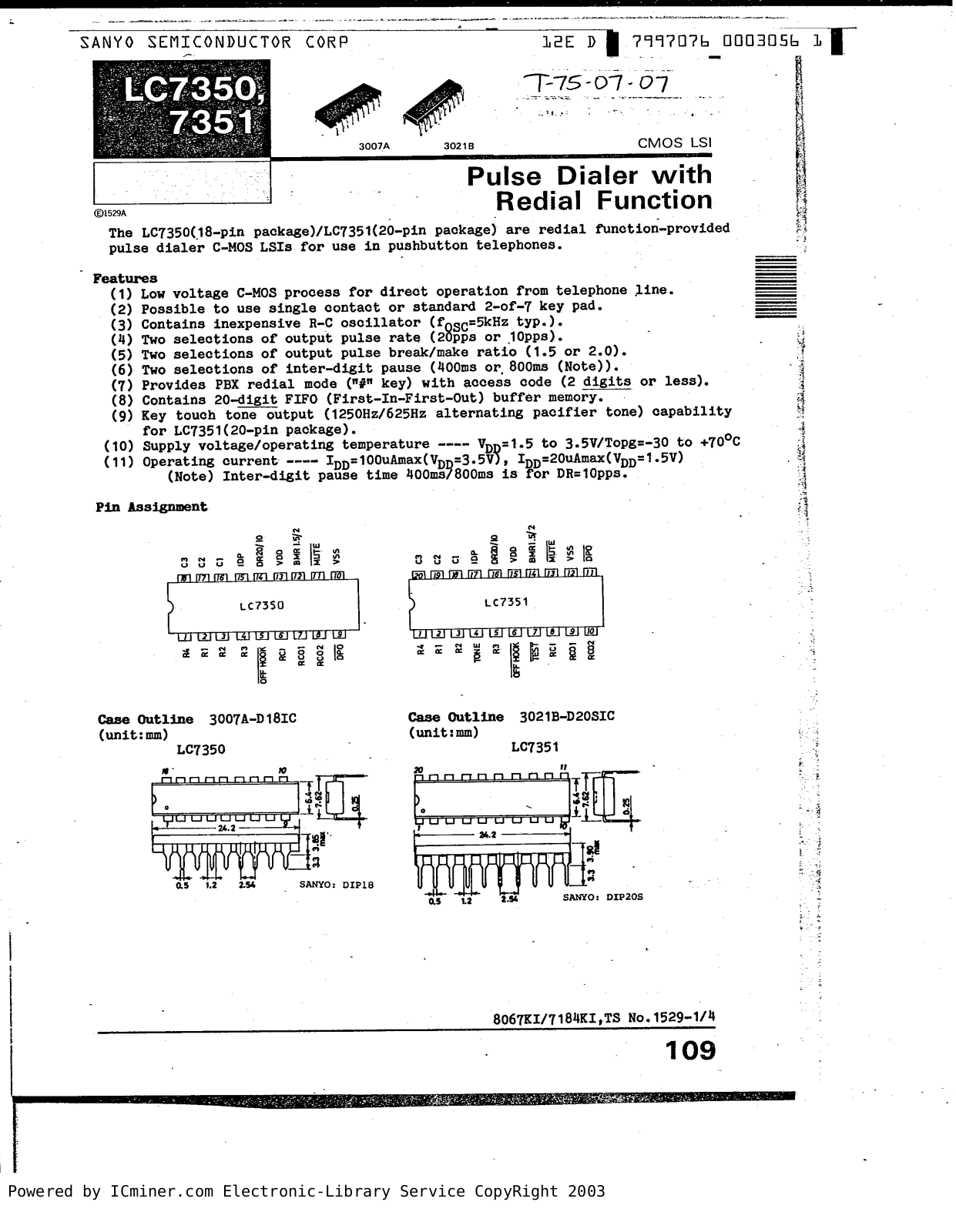 Datasheet LC7351 Specification - ManualMachine.com