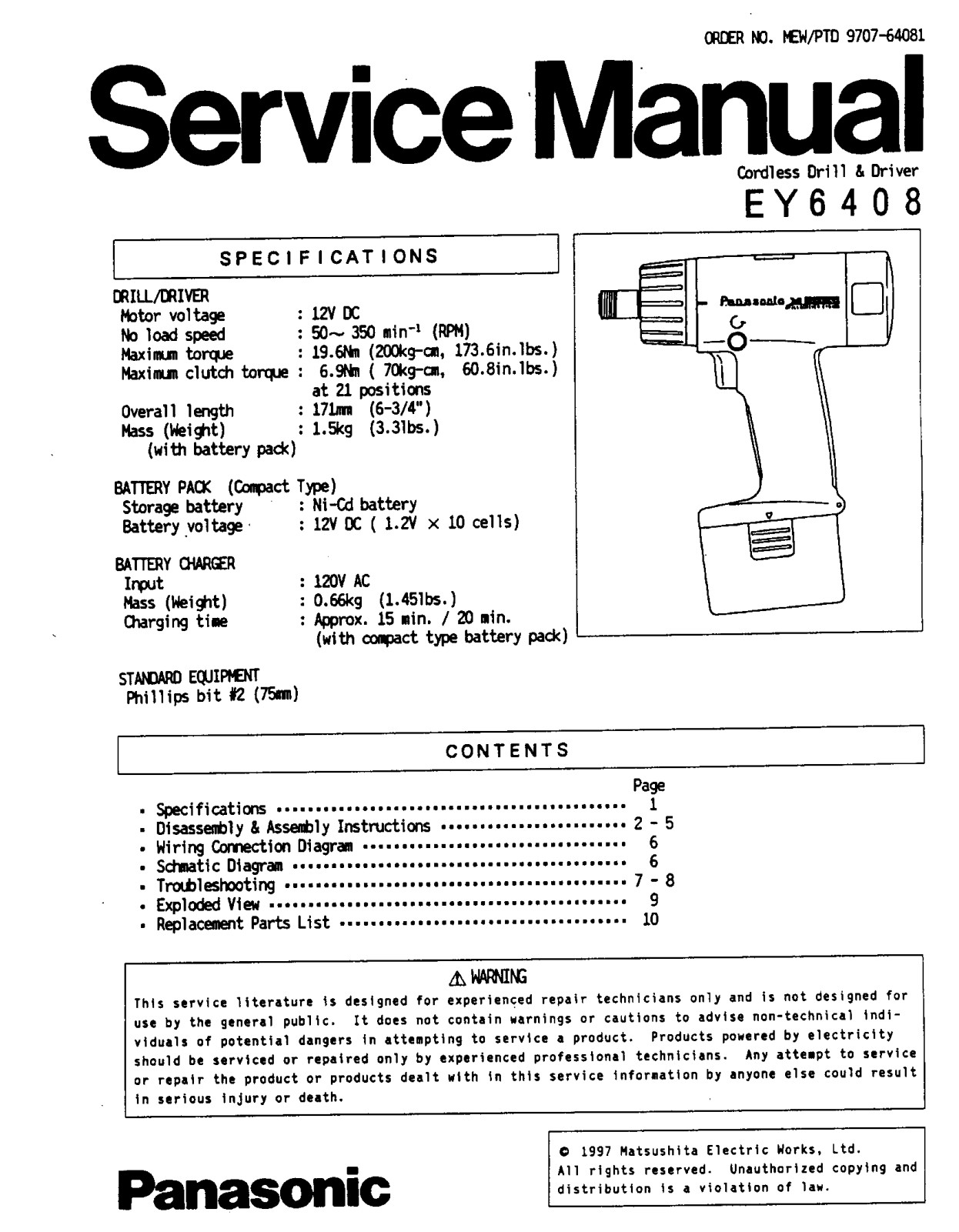 Panasonic EY6408 User Manual