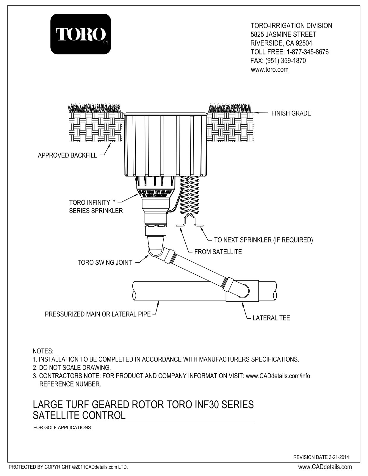 Toro INFINITY 34 INF30, INFINITY 54 INF30 Design Guide