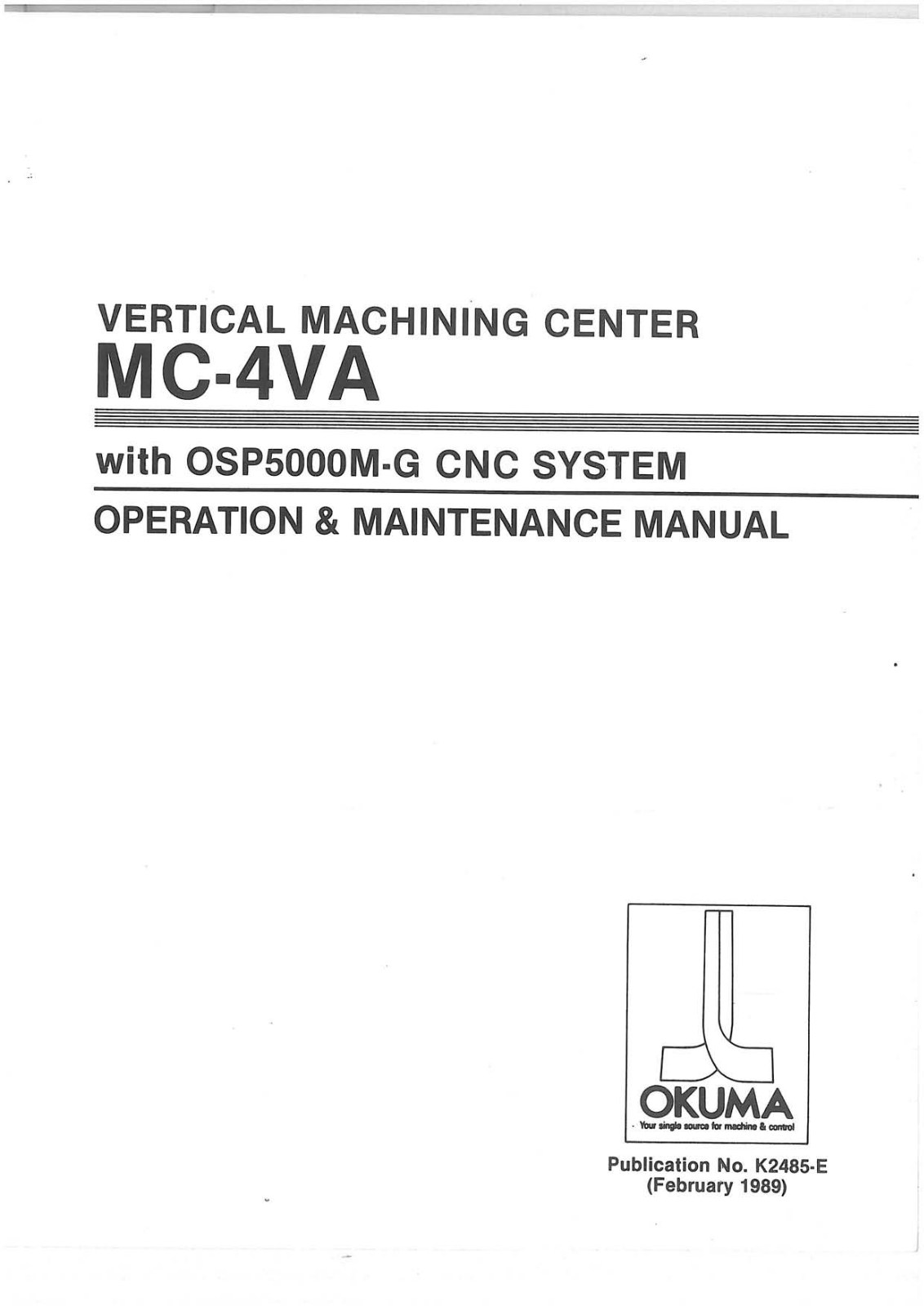 okuma OSP5000M-G Maintenance Manual