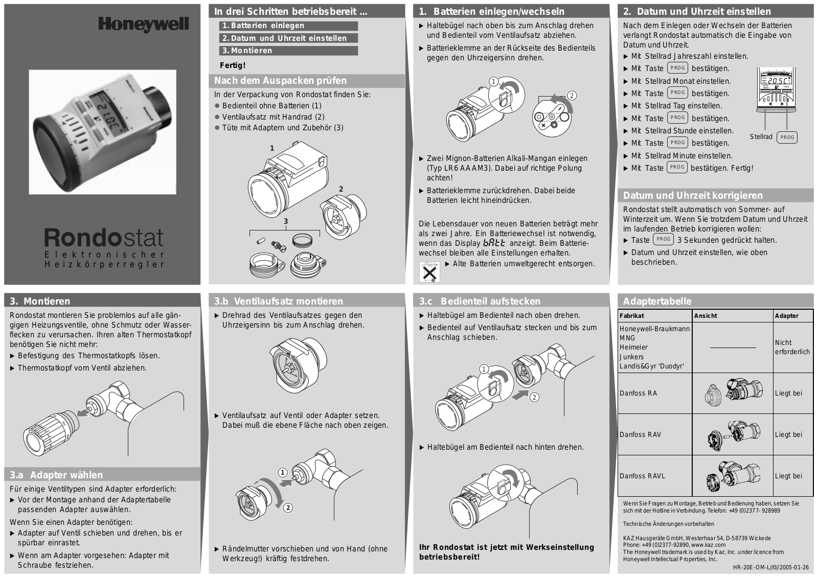 Honeywell Rondostat Operation Manual