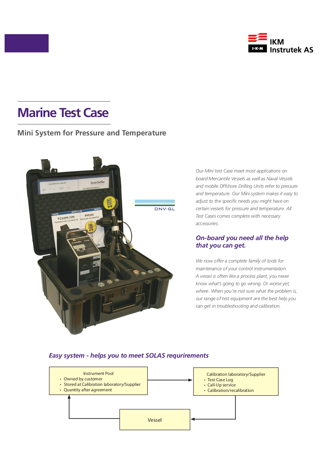 IKM Instrutek Marine Test Case Data sheet