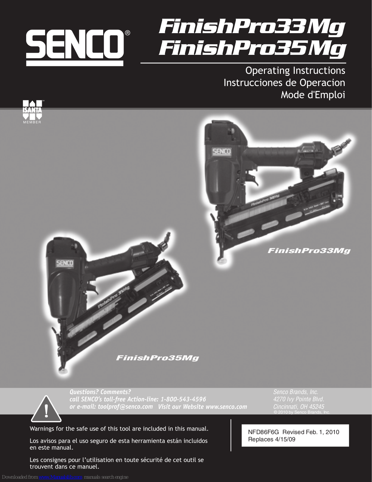 Senco FinishPro33Mg,FinishPro35Mg Operating Instructions Manual