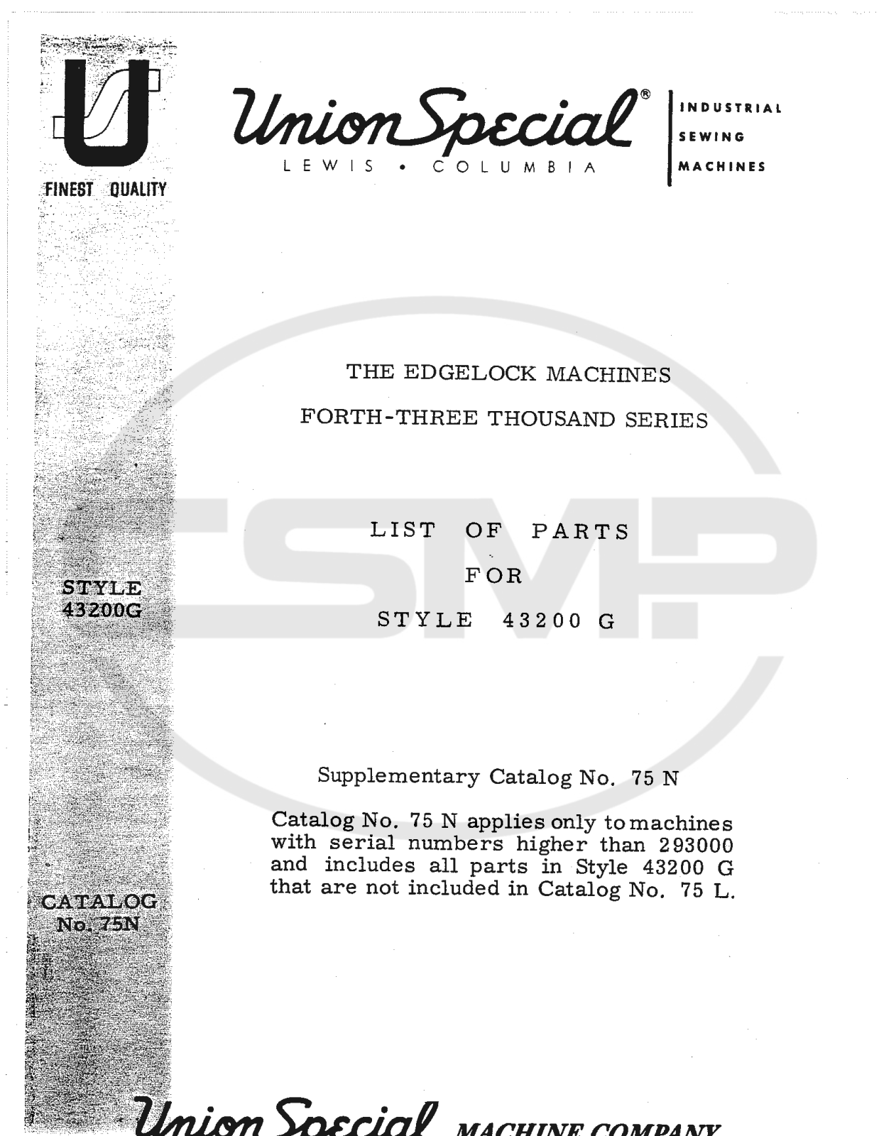 Union Special 75N Parts Book